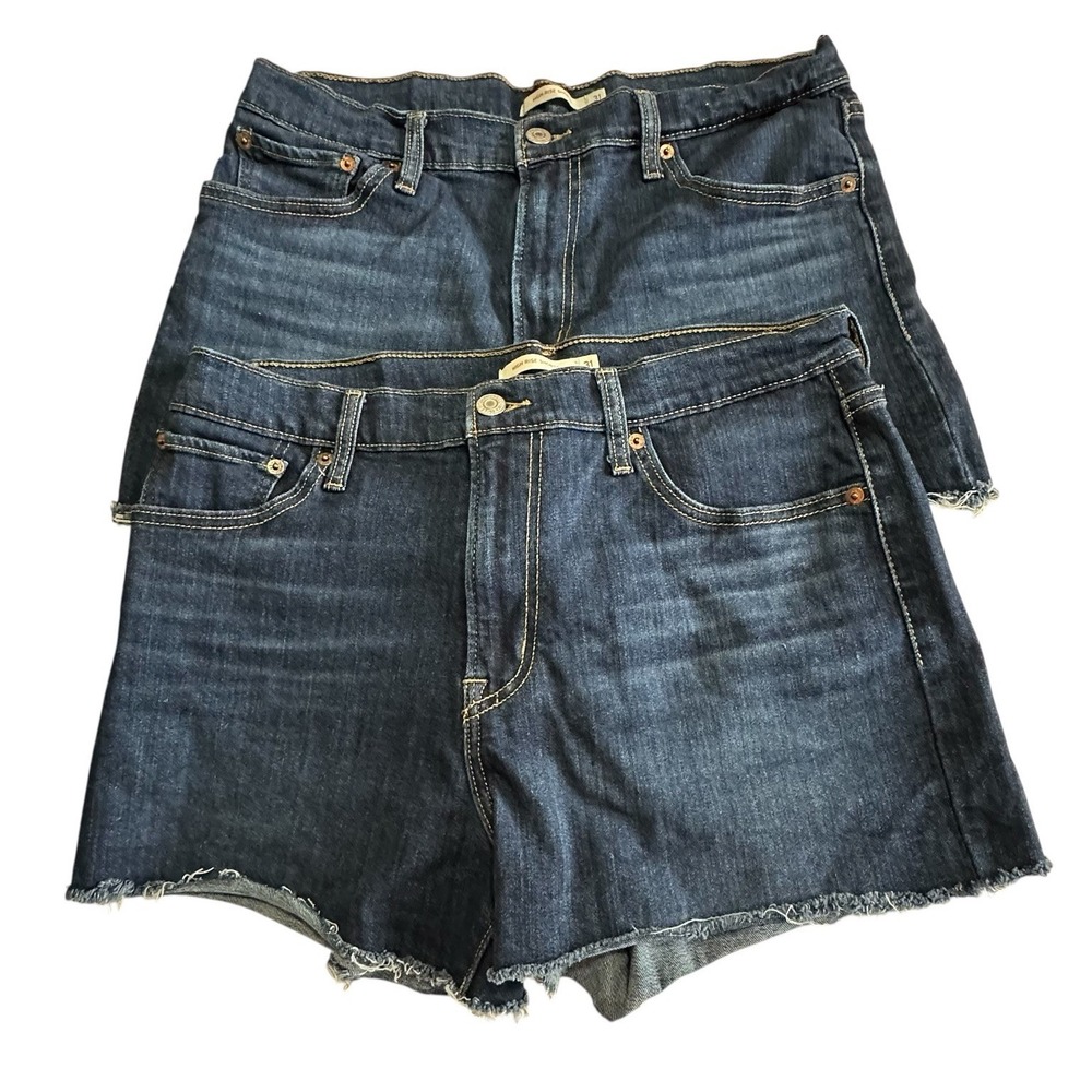 Levi's High Rise Jean Short Raw Hem Dark Wash Women's Size W31 Blue 2 Pair